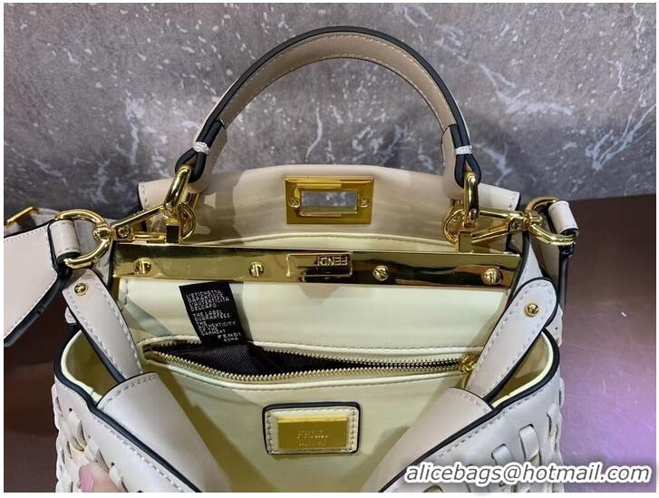 Top Quality Fendi Peekaboo Mini braided leather bag 8BN244A Beige