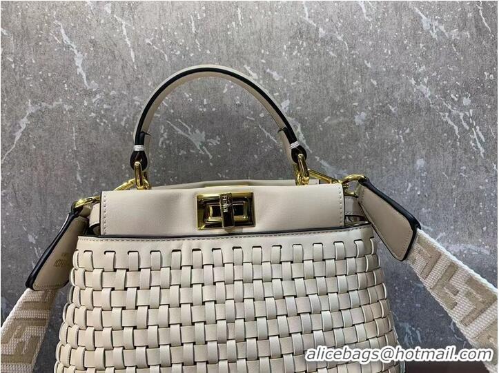 Top Quality Fendi Peekaboo Mini braided leather bag 8BN244A Beige