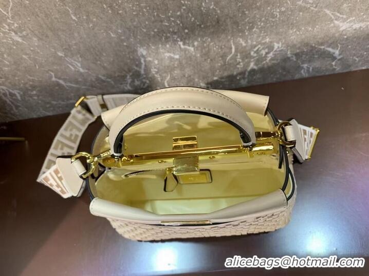 Top Quality Fendi Peekaboo Mini braided leather bag 8BN244A Beige