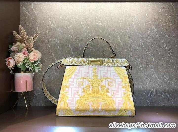 Most Popular Fendi Peekaboo printed silk bag bag F1951 pink