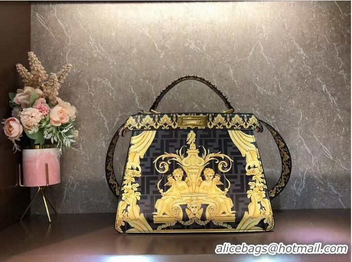 Promotional Fendi Peekaboo printed silk bag bag F1951 black