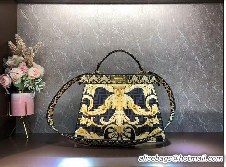 Promotional Fendi Peekaboo printed silk bag bag F1951 black