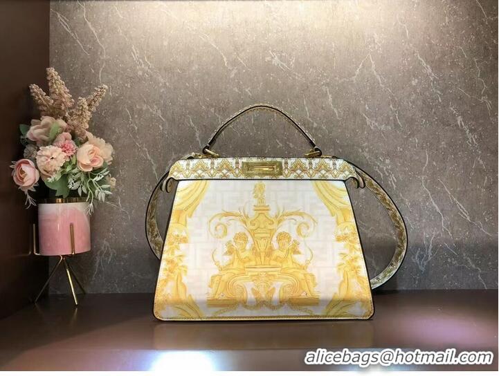 Grade Quality Fendi Peekaboo printed silk bag bag F1951 Beige