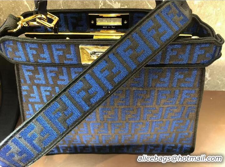 Best Product Fendi Peekaboo ISeeU FF tapestry fabric bag F1982 blue