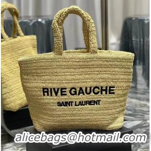 Traditional Specials SAINT LAURENT RIVE GAUCHE SUPPLE TOTE BAG IN RAFFIA CROCHET 688864 NATUREL