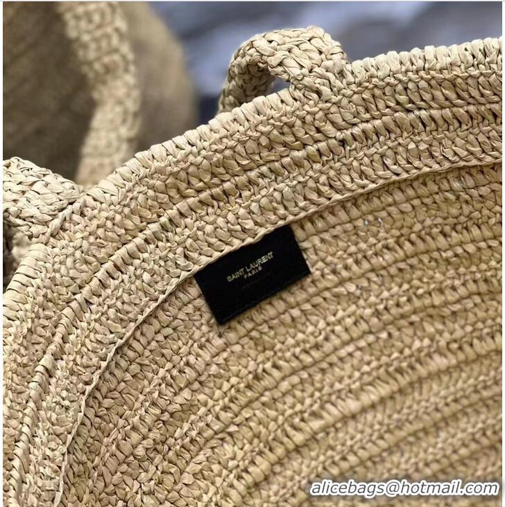 Traditional Specials SAINT LAURENT RIVE GAUCHE SUPPLE TOTE BAG IN RAFFIA CROCHET 688864 NATUREL