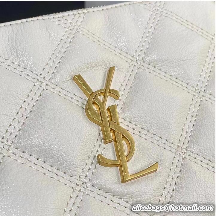 Super Quality SAINT LAURENT MONOGRAM CHAIN WALLET IN LEATHER 655941 WHITE