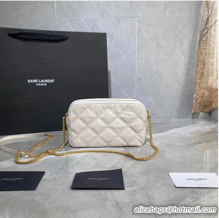 Super Quality SAINT LAURENT MONOGRAM CHAIN WALLET IN LEATHER 655941 WHITE