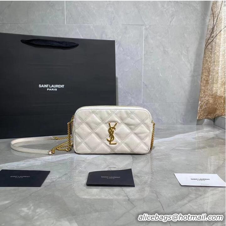 Super Quality SAINT LAURENT MONOGRAM CHAIN WALLET IN LEATHER 655941 WHITE