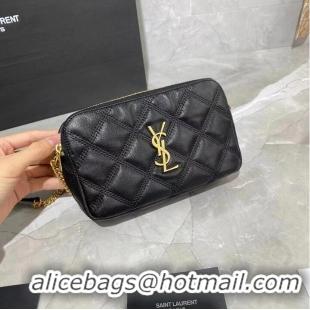 Pretty Style SAINT LAURENT MONOGRAM CHAIN WALLET IN LEATHER 655941 black