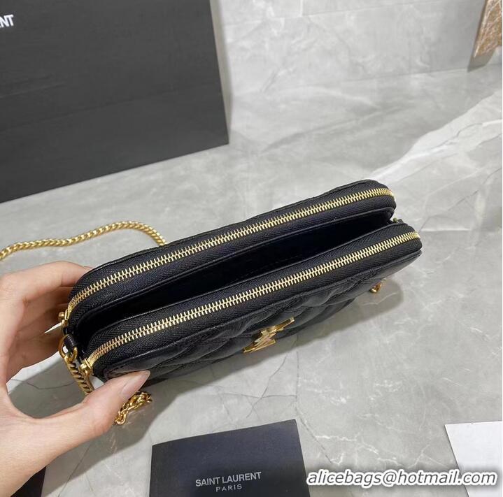 Pretty Style SAINT LAURENT MONOGRAM CHAIN WALLET IN LEATHER 655941 black