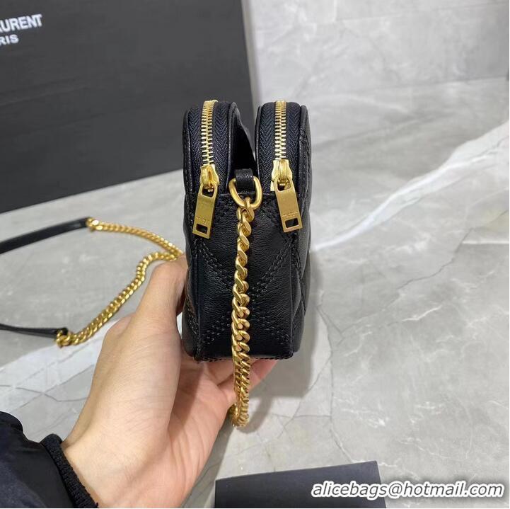 Pretty Style SAINT LAURENT MONOGRAM CHAIN WALLET IN LEATHER 655941 black