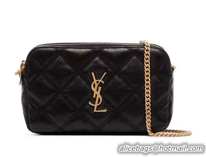 Pretty Style SAINT LAURENT MONOGRAM CHAIN WALLET IN LEATHER 655941 black