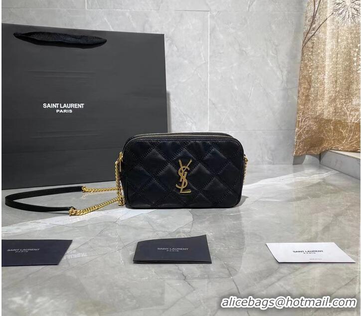 Pretty Style SAINT LAURENT MONOGRAM CHAIN WALLET IN LEATHER 655941 black