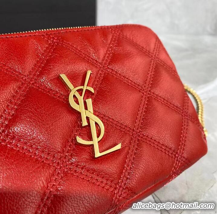 Classic Grade SAINT LAURENT MONOGRAM CHAIN WALLET IN LEATHER 655941 red