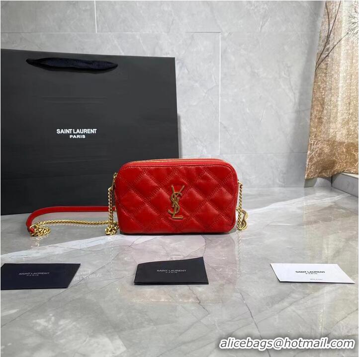 Classic Grade SAINT LAURENT MONOGRAM CHAIN WALLET IN LEATHER 655941 red