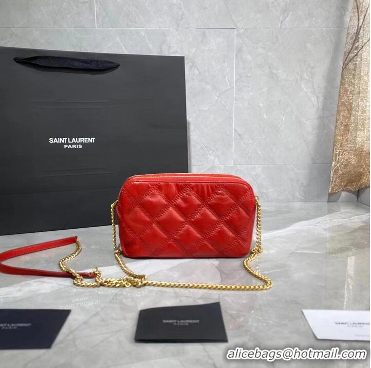 Classic Grade SAINT LAURENT MONOGRAM CHAIN WALLET IN LEATHER 655941 red