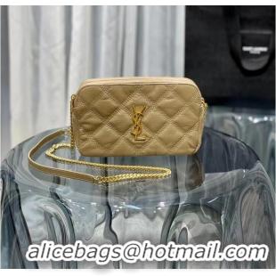 Pretty Style SAINT LAURENT MONOGRAM CHAIN WALLET IN LEATHER 655941 BEIGE