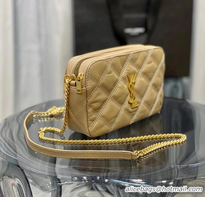 Pretty Style SAINT LAURENT MONOGRAM CHAIN WALLET IN LEATHER 655941 BEIGE