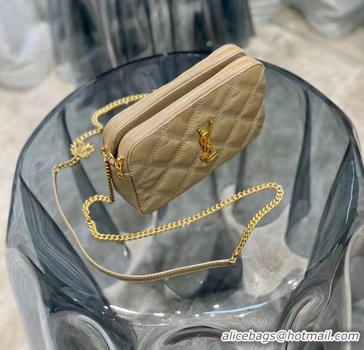 Pretty Style SAINT LAURENT MONOGRAM CHAIN WALLET IN LEATHER 655941 BEIGE