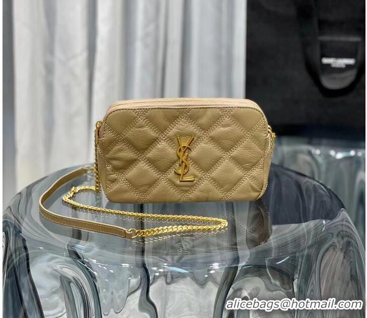 Pretty Style SAINT LAURENT MONOGRAM CHAIN WALLET IN LEATHER 655941 BEIGE