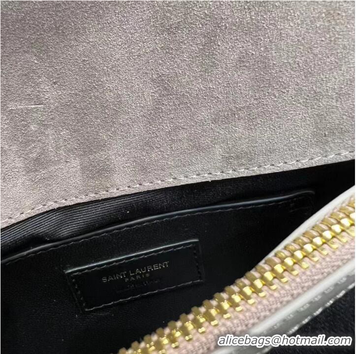 Discount SAINT LAURENT COLLEGE MEDIUM CHAIN BAG IN LIGHT SUEDE WITH FRINGES 5317050 DUSTY GREY