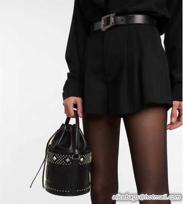 Most Popular SAINT LAURENT LE MAILLON HOOK BUCKET BAG IN SUPPLE LEATHER Y696333 black 