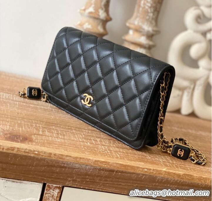 Famous Brand Chanel MINI FLAP BAG Lambskin & Gold-Tone Metal AS0950 black