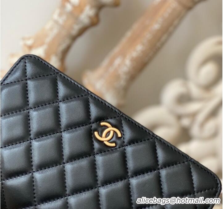 Famous Brand Chanel MINI FLAP BAG Lambskin & Gold-Tone Metal AS0950 black