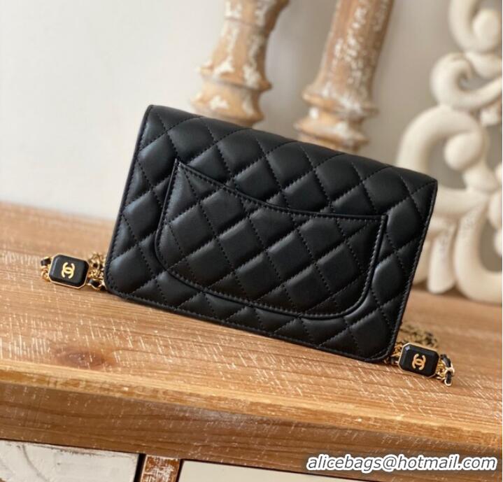 Famous Brand Chanel MINI FLAP BAG Lambskin & Gold-Tone Metal AS0950 black