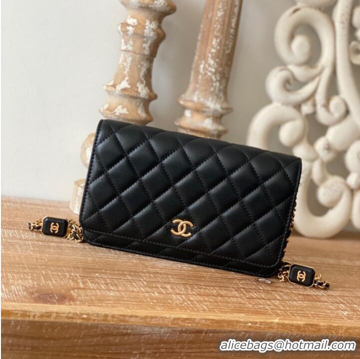 Famous Brand Chanel MINI FLAP BAG Lambskin & Gold-Tone Metal AS0950 black