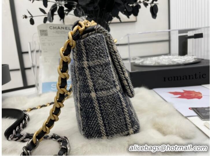 Market Sells CHANEL 19 Flap Bag Wool Tweed & gold-Finish Metal AS1160 gray