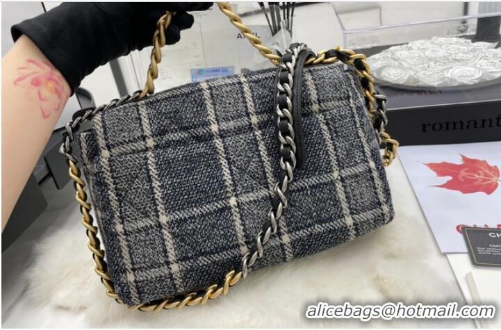 Market Sells CHANEL 19 Flap Bag Wool Tweed & gold-Finish Metal AS1160 gray