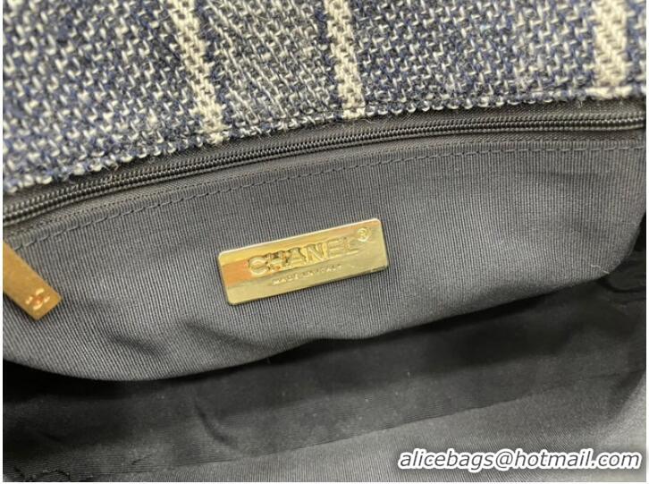 Market Sells CHANEL 19 Flap Bag Wool Tweed & gold-Finish Metal AS1160 gray