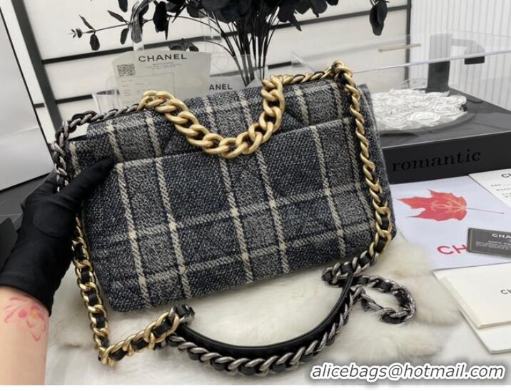 Good Product CHANEL 19 Flap Bag Wool Tweed & gold-Finish Metal AS1161 gray