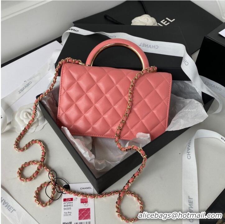 Good Looking CHANEL WALLET ON CHAIN Lambskin & Gold-Tone Metal AP2844 pink