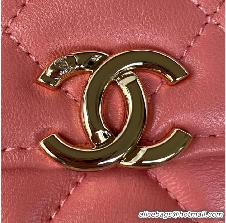 Good Looking CHANEL WALLET ON CHAIN Lambskin & Gold-Tone Metal AP2844 pink