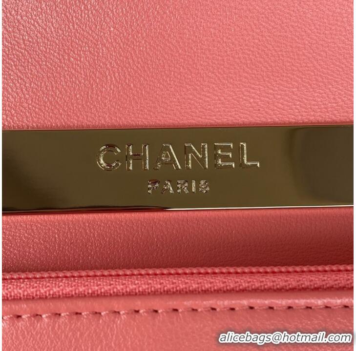 Good Looking CHANEL WALLET ON CHAIN Lambskin & Gold-Tone Metal AP2844 pink