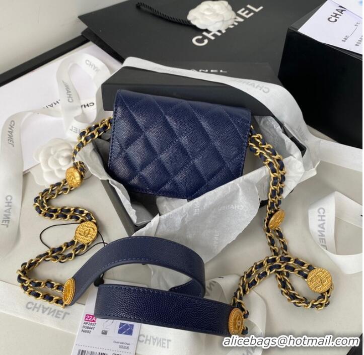 Promotional CHANEL CLUTCH WITH CHAIN AP2857 Navy Blue