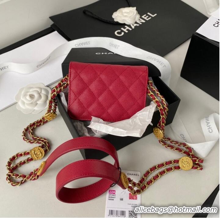 Youthful Promotional CHANEL CLUTCH WITH CHAIN AP2857 dark red