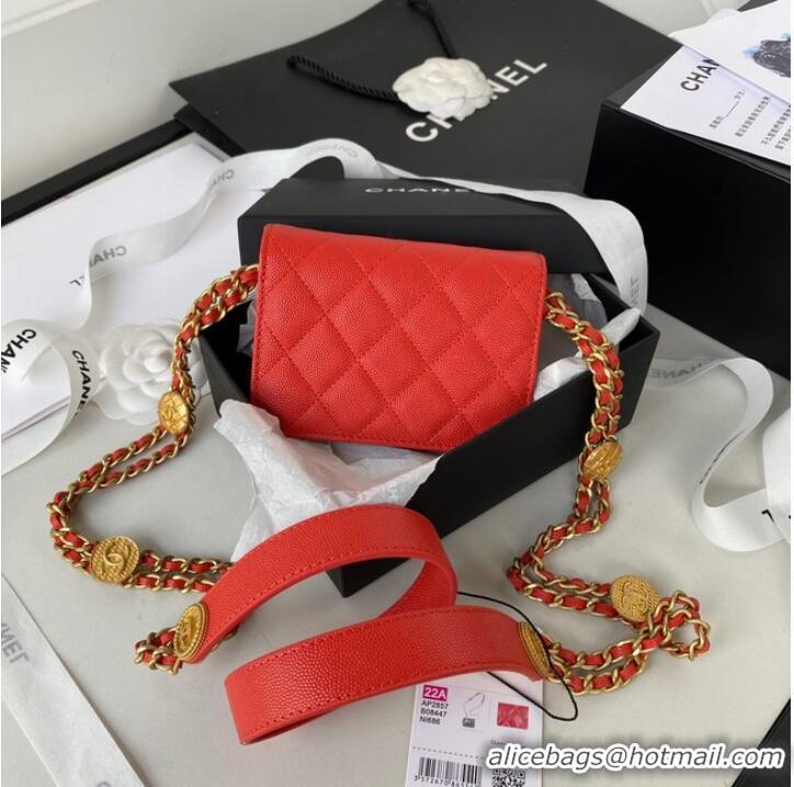 Popular Style /CHANEL CLUTCH WITH CHAIN AP2857 red