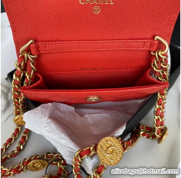 Popular Style /CHANEL CLUTCH WITH CHAIN AP2857 red