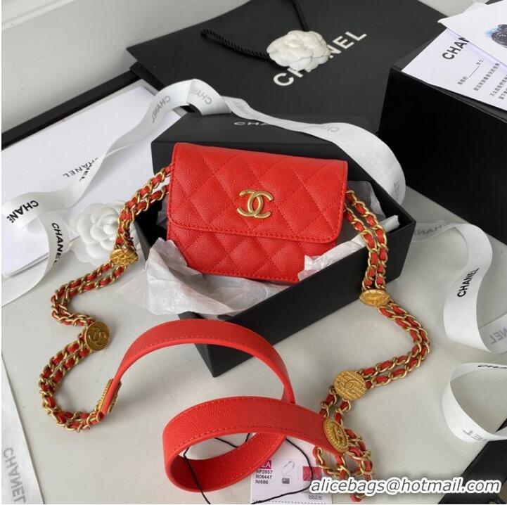 Popular Style /CHANEL CLUTCH WITH CHAIN AP2857 red