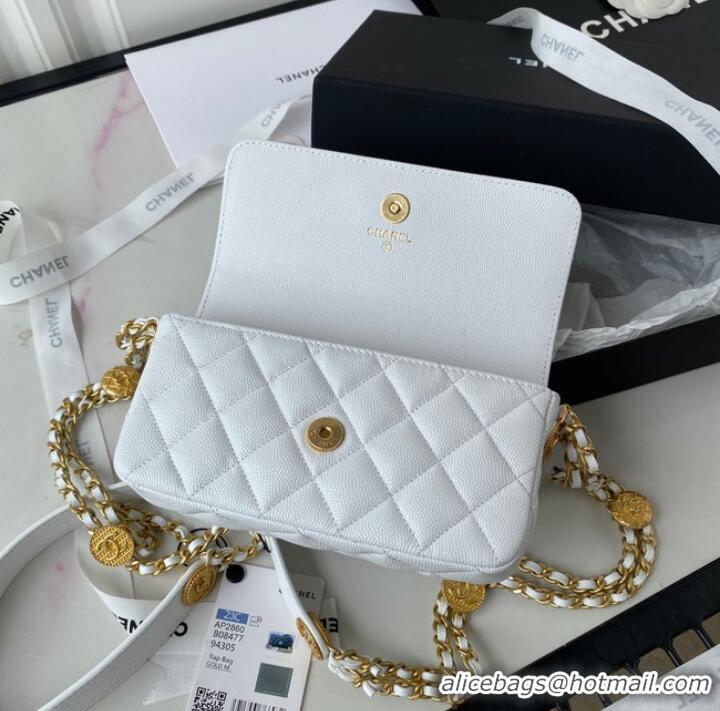 Most Popular CHANEL CLUTCH WITH CHAIN AP2860 white