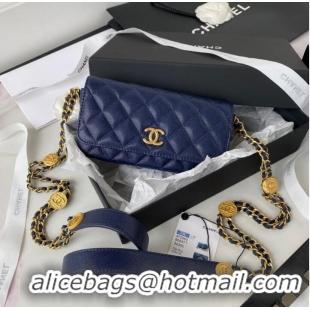 Famous Brand CHANEL CLUTCH WITH CHAIN AP2860 Navy Blue