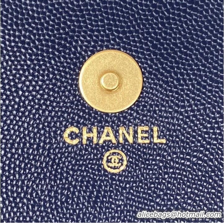 Famous Brand CHANEL CLUTCH WITH CHAIN AP2860 Navy Blue