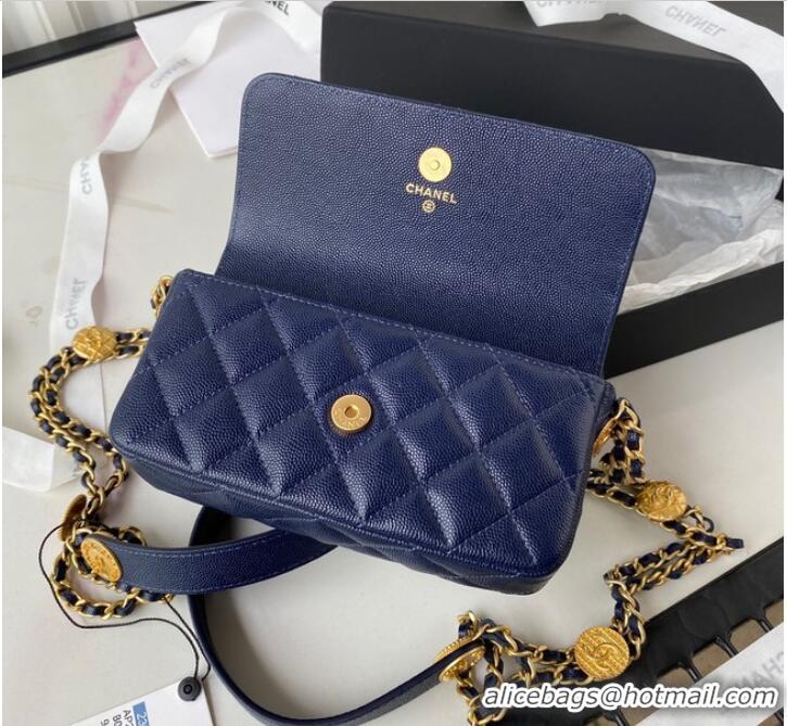 Famous Brand CHANEL CLUTCH WITH CHAIN AP2860 Navy Blue