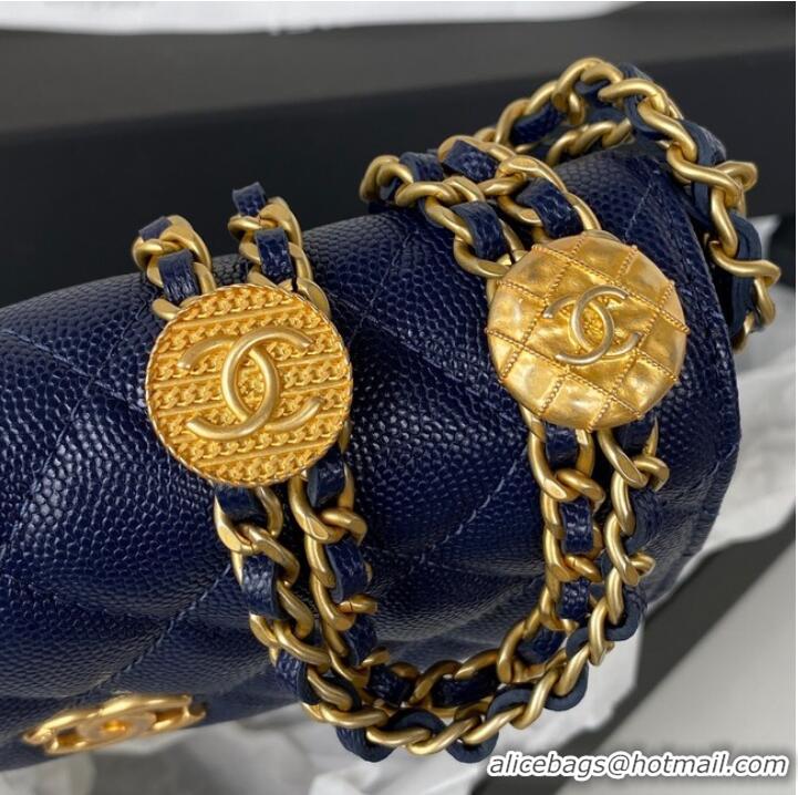 Famous Brand CHANEL CLUTCH WITH CHAIN AP2860 Navy Blue