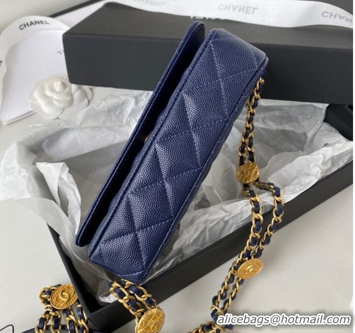 Famous Brand CHANEL CLUTCH WITH CHAIN AP2860 Navy Blue