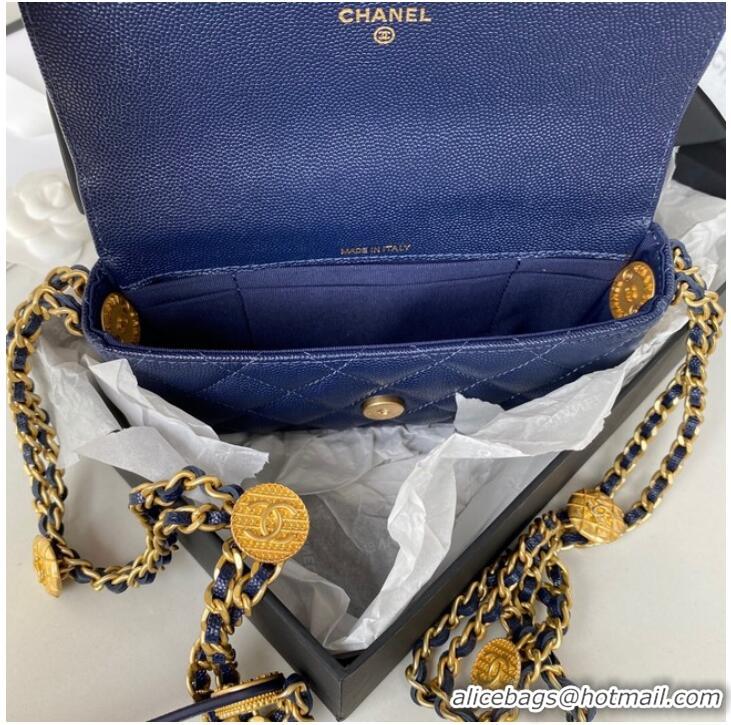 Famous Brand CHANEL CLUTCH WITH CHAIN AP2860 Navy Blue